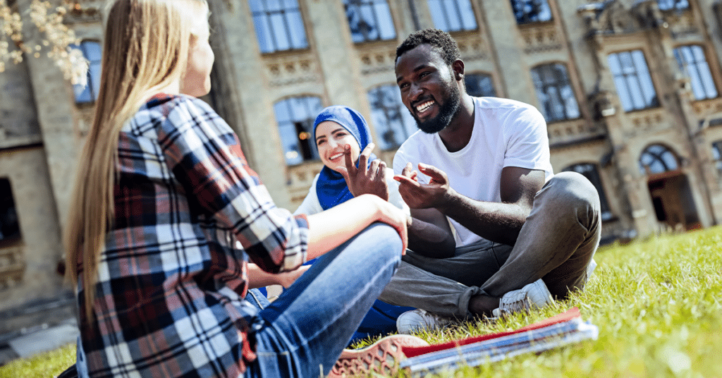 Students gathering for an event at a university after being influenced by a nudging campaign.