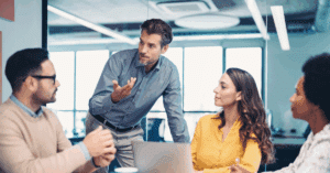 PR Team discussing marketing strategies